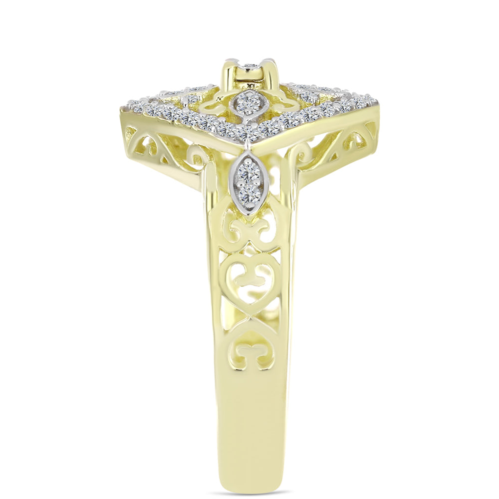 Goldplattierter Silberring mit weißem Diamant und weißem Topas