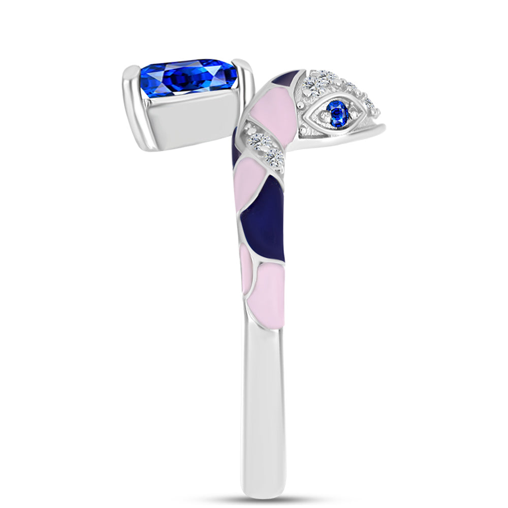 Silberring mit australischem blauem Saphir und weißem Topas