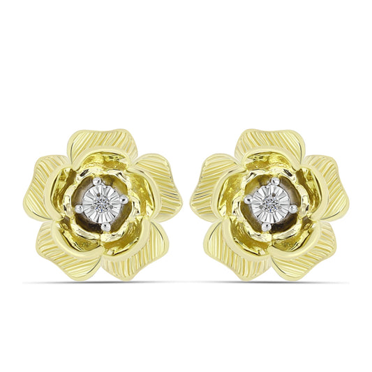 Goldplattierte Silberohrringe mit weißem Diamant