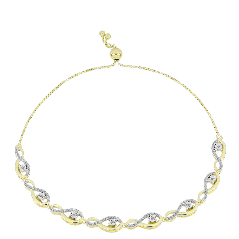 Goldplattiertes Silberarmband mit weißem Diamant und weißem Topas