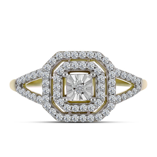 Goldplattierter Silberring mit weißem Diamant und weißem Topas