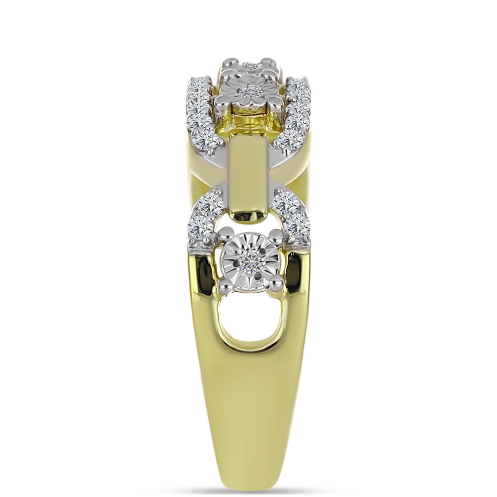Goldplattierter Silberring mit weißem Diamant und weißem Topas
