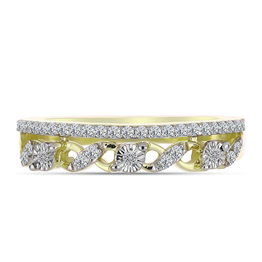 Goldplattierter Silberring mit weißem Diamant und weißem Topas