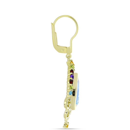 Goldplattierte Silberohrringe mit Regenbogenmondstein und marokkanischem Amethyst