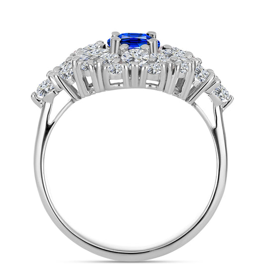 Silberring mit australischem blauem Saphir und weißem Topas