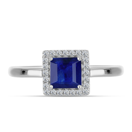 Silberring mit australischem blauem Saphir und weißem Topas