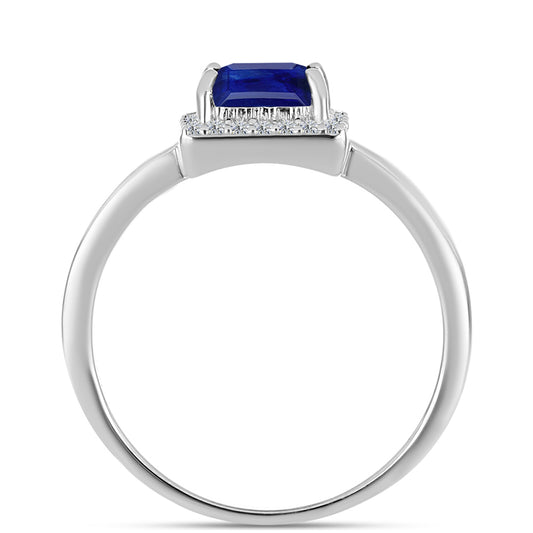 Silberring mit australischem blauem Saphir und weißem Topas