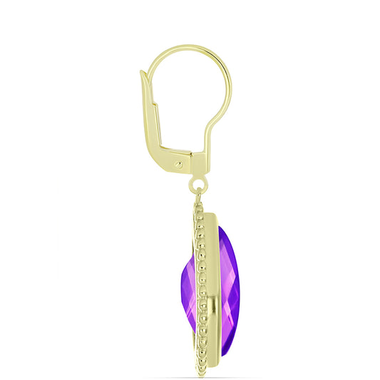 Goldplattierte Silberohrringe mit lila Achat