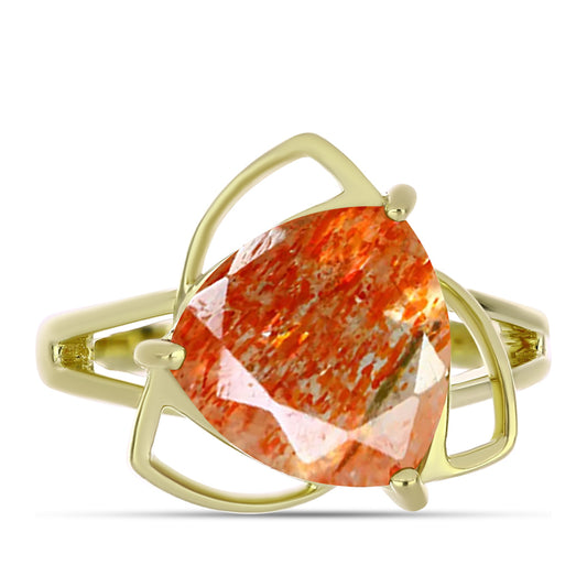 Goldplattierter Silberring mit Sonnenstein aus Oregon