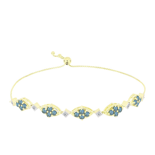 Goldplattiertes Silberarmband mit Labradorit und weißem Topas