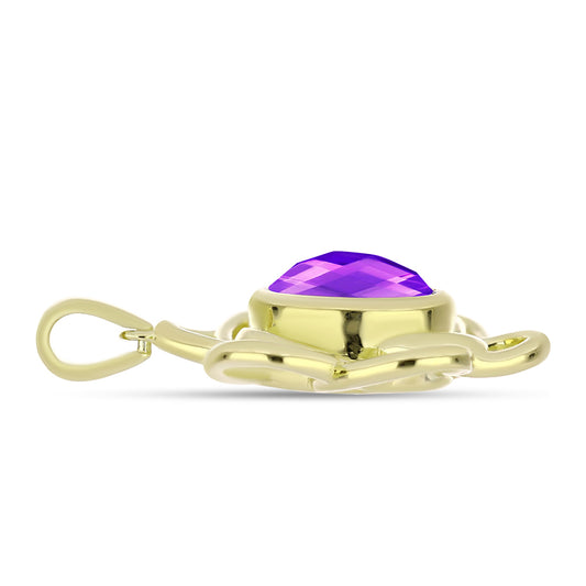 Goldplattierter Silberanhänger mit lila Achat