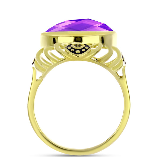 Goldplattierter Silberring mit lila Achat