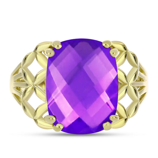 Goldplattierter Silberring mit lila Achat