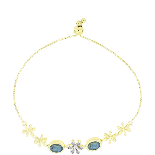 Goldplattiertes Silberarmband mit Labradorit und weißem Topas