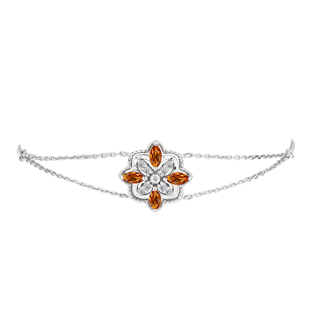 Silberarmband mit Citrin aus Madeira und weißem Topas