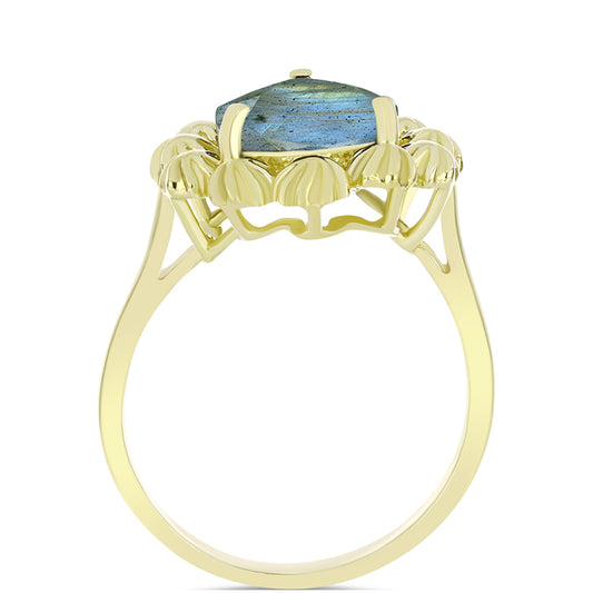 Goldplattierter Silberring mit Labradorit