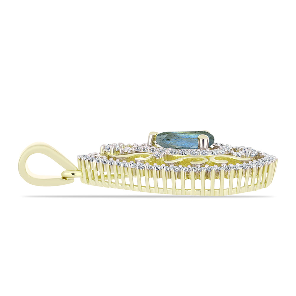 Goldplattierter Silberanhänger mit Labradorit und weißem Topas