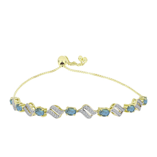 Goldplattiertes Silberarmband mit Labradorit und weißem Topas