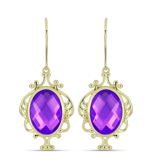 Goldplattierte Silberohrringe mit lila Achat