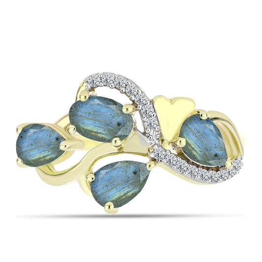 Goldplattierter Silberring mit Labradorit