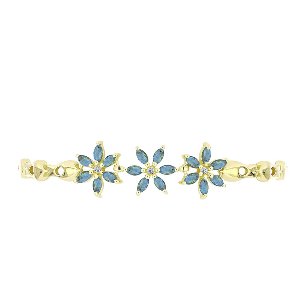 Goldplattiertes Silberarmband mit Labradorit und weißem Topas