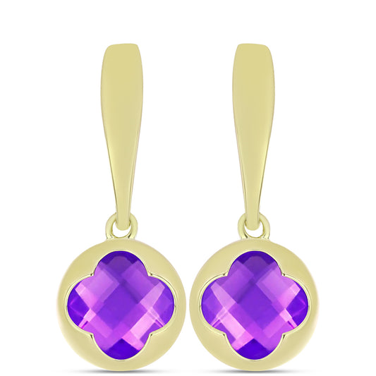 Goldplattierte Silberohrringe mit lila Achat