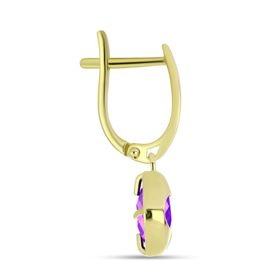 Goldplattierte Silberohrringe mit lila Achat