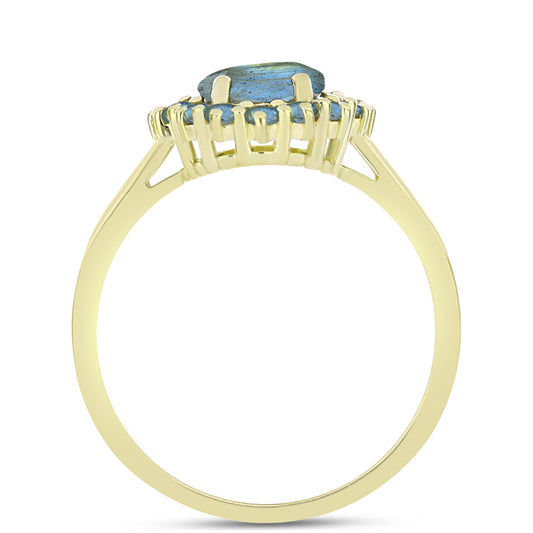 Goldplattierter Silberring mit Labradorit