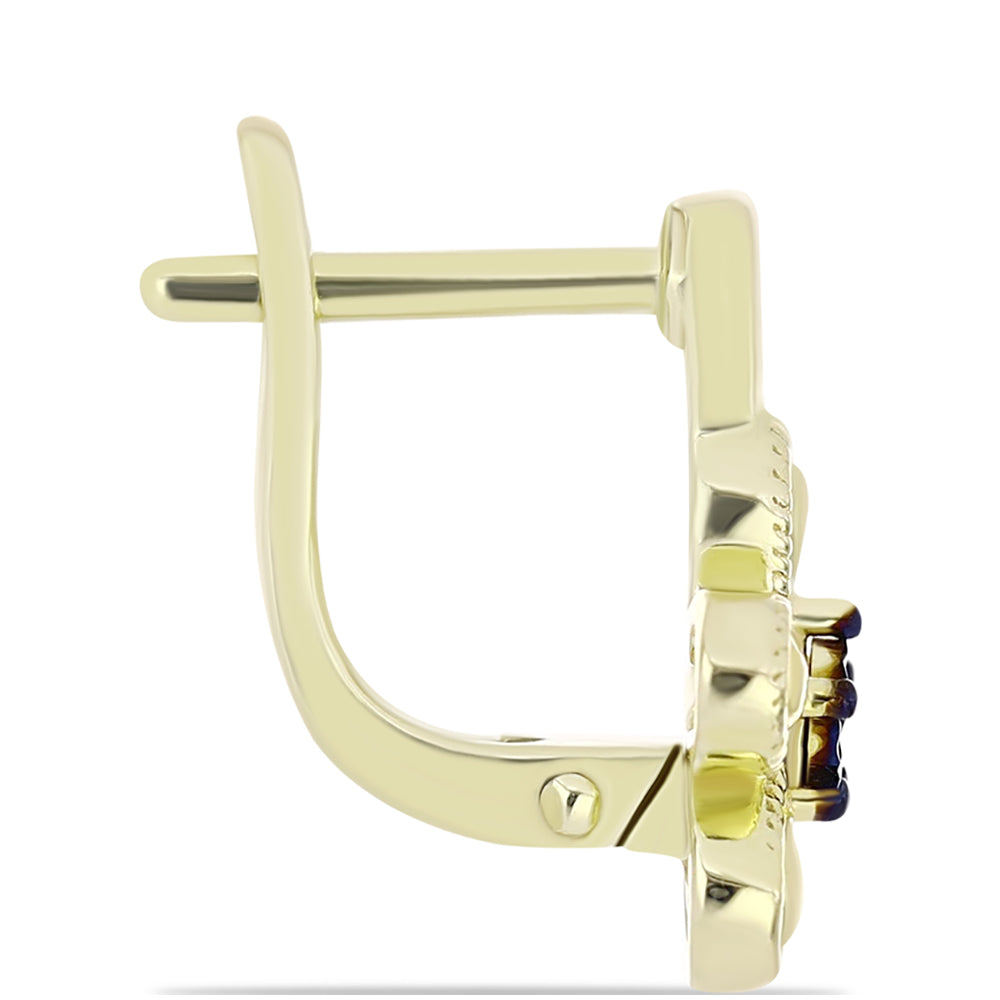 Goldplattierte Silberohrringe mit blauem Diamant