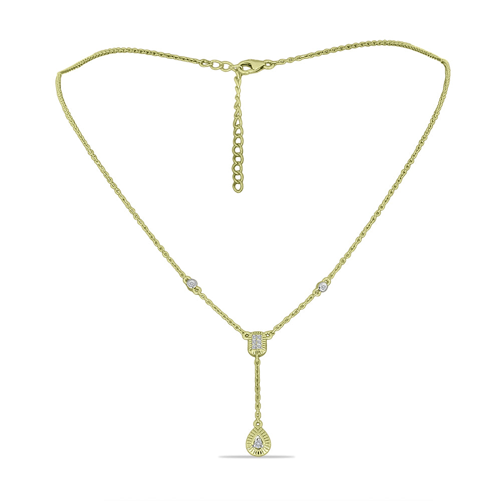 Goldplattierte Silberhalskette mit weißem Diamant