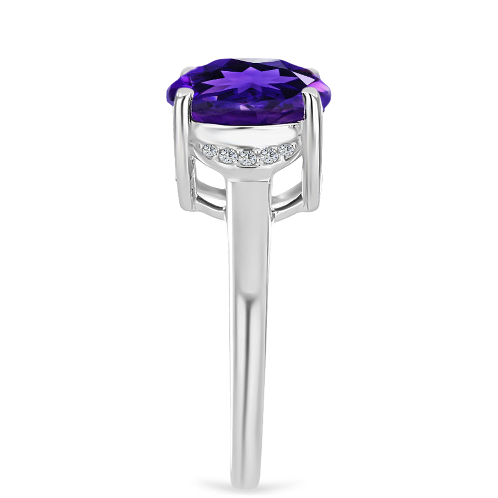 Silberring mit marokkanischem Amethyst und weißem Topas