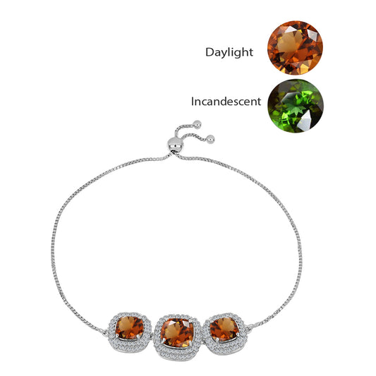 Silberarmband mit zertifiziertem laborgezüchteten Zultanit aus Anatolien und weißem Topas