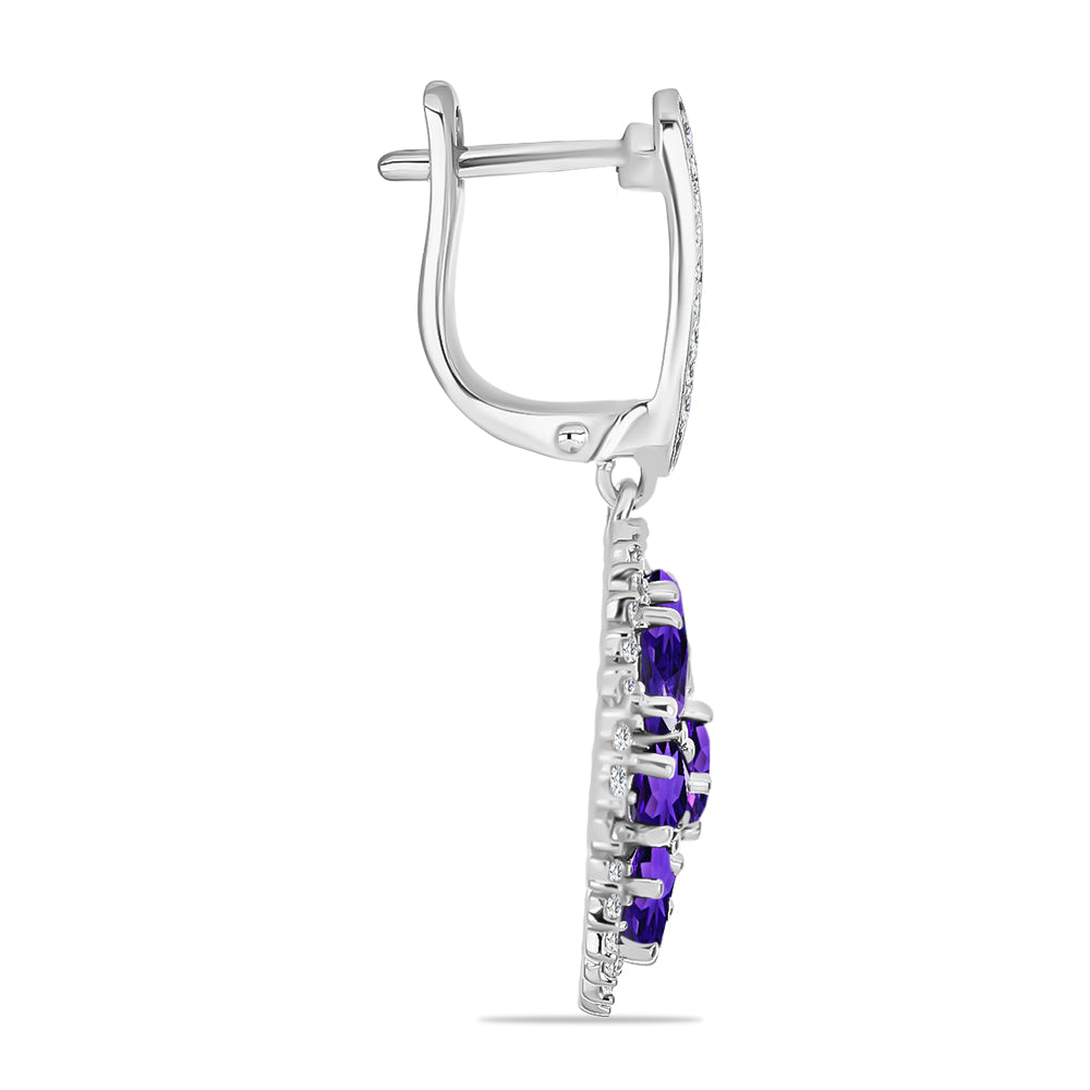 Silberohrringe mit marokkanischem Amethyst und weißem Topas
