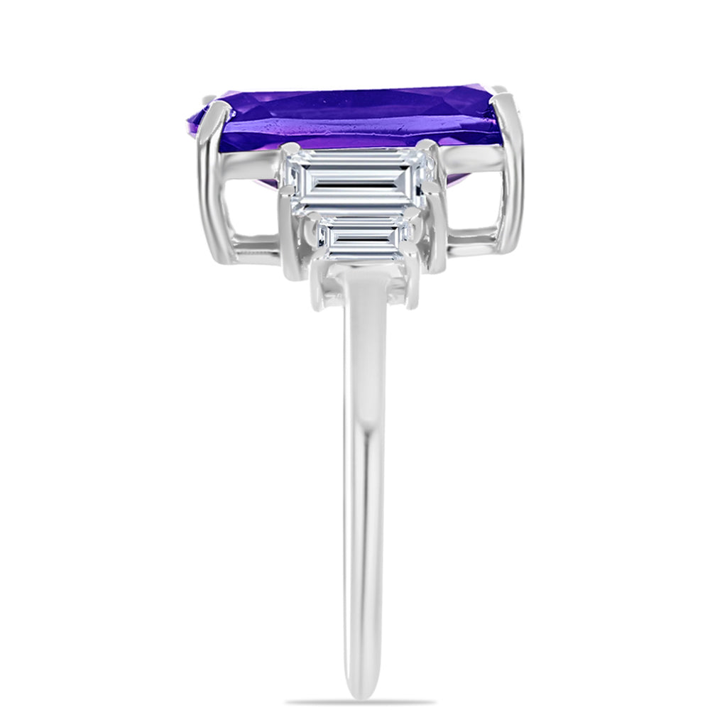 Silberring mit marokkanischem Amethyst und weißem Topas