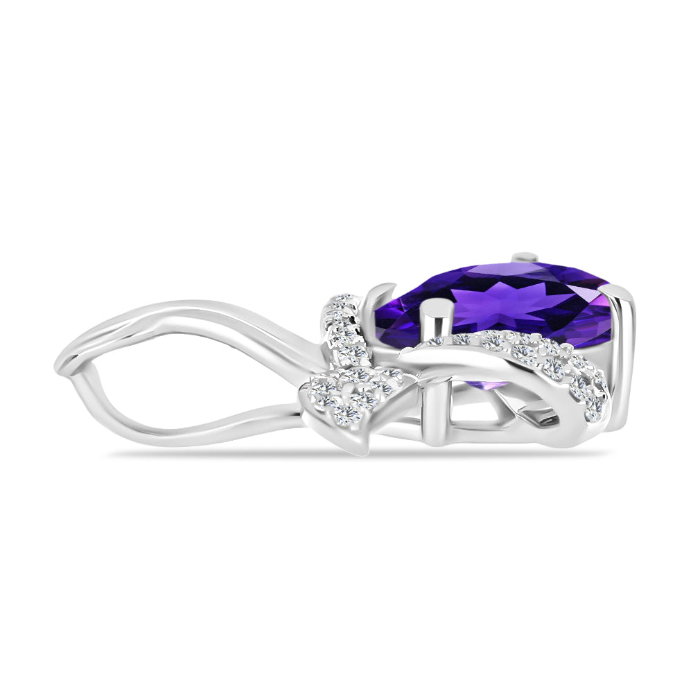 Silberanhänger mit marokkanischem Amethyst und weißem Topas