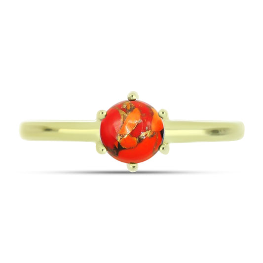 Goldplattierter Silberring mit Mohave-Türkis