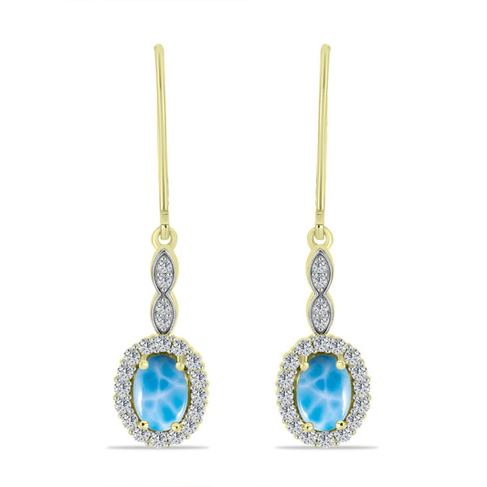 Goldplattierte Silberohrringe mit Larimar und weißem Topas