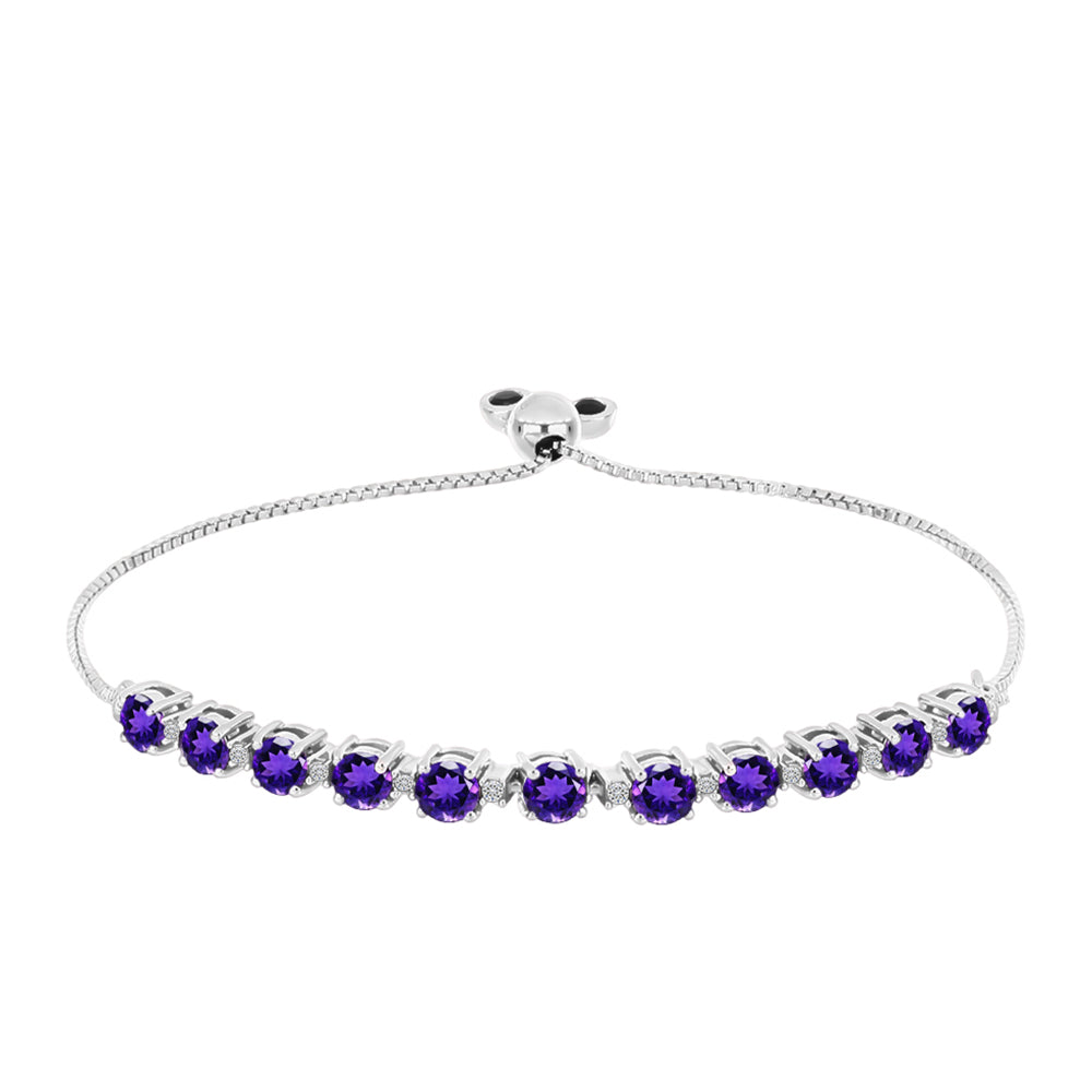Silberarmband mit marokkanischem Amethyst und weißem Topas