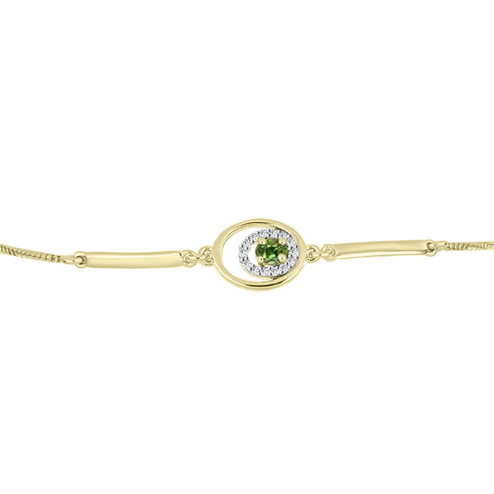 Goldplattiertes Silberarmband mit grünem Saphir und weißem Topas