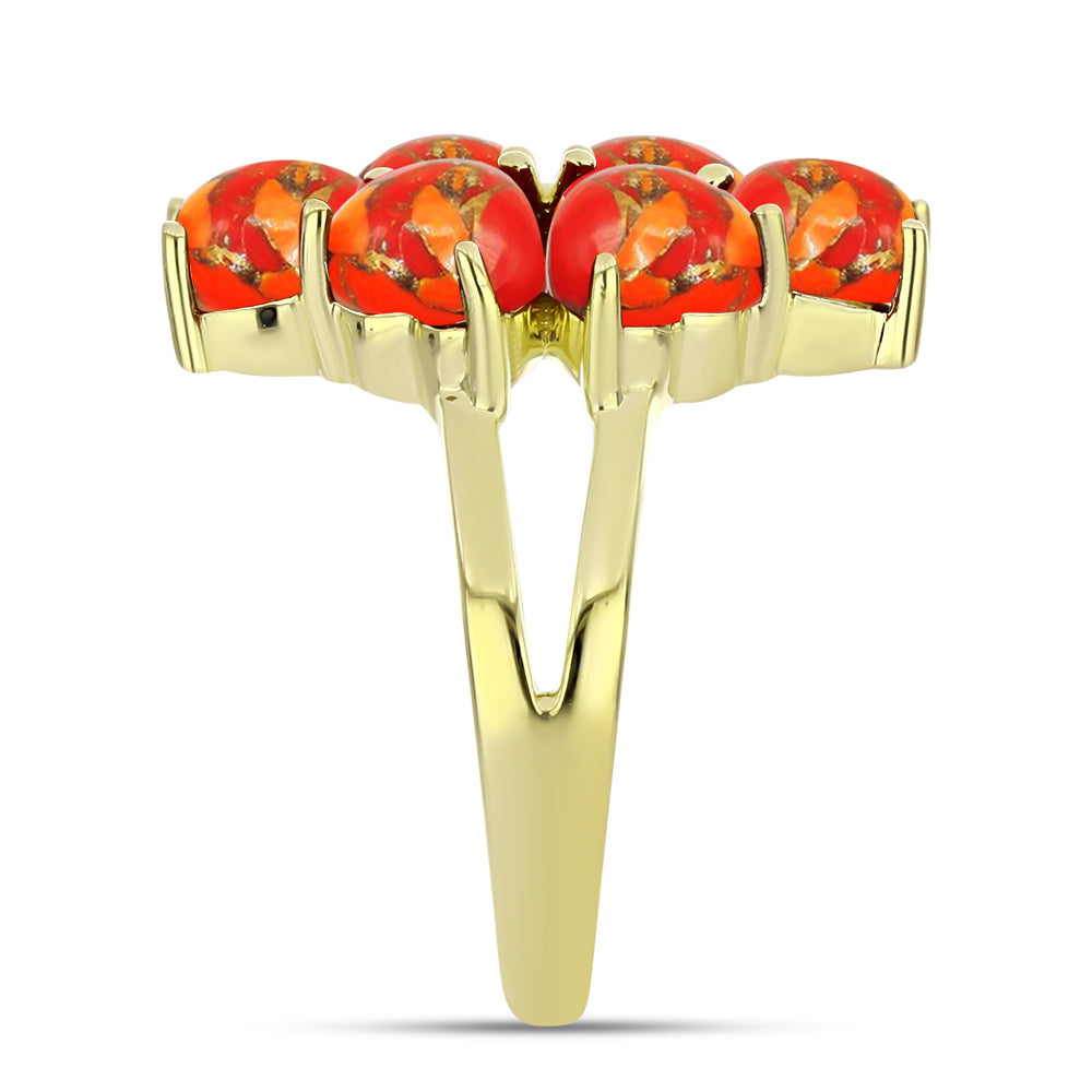 Goldplattierter Silberring mit Mohave-Türkis