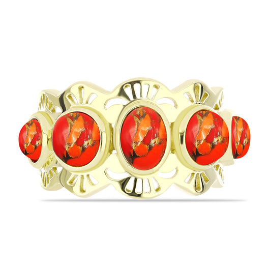 Goldplattierter Silberring mit Mohave-Türkis