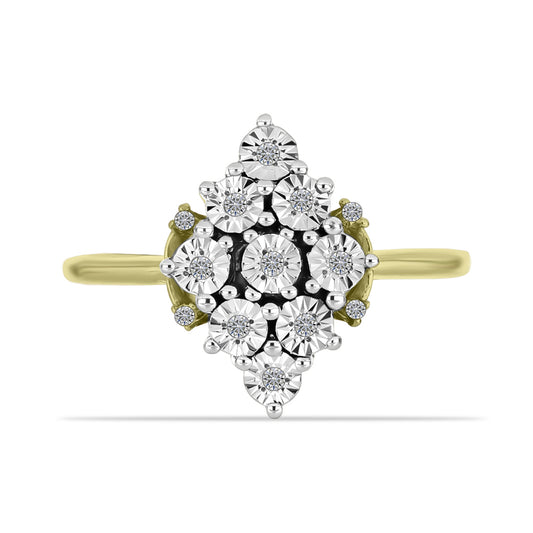 Goldplattierter Silberring mit weißem Diamant und weißem Topas
