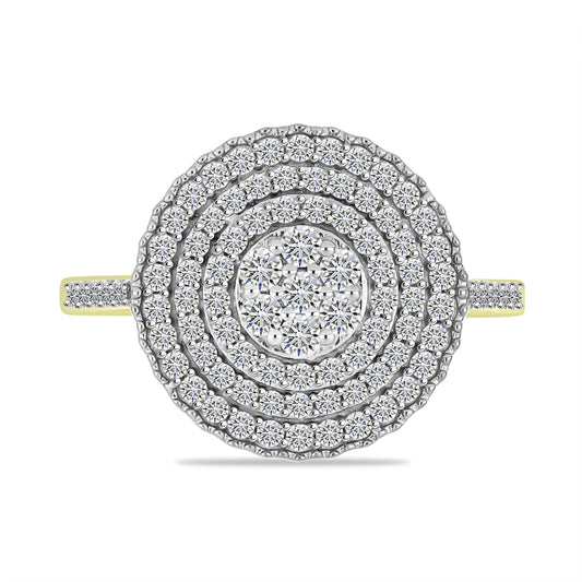 Goldplattierter Silberring mit weißem Diamant und weißem Topas