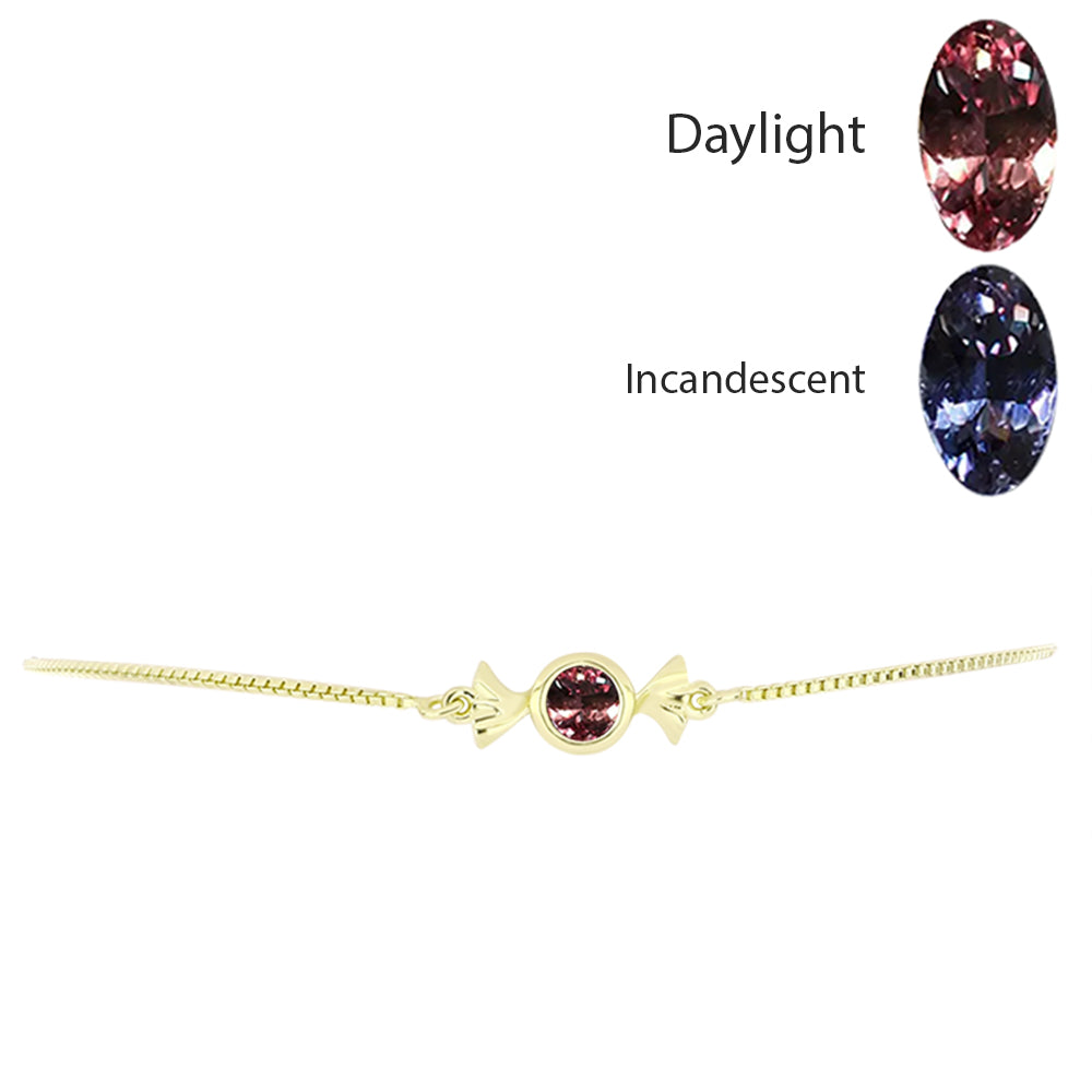 Goldplattiertes Silberarmband mit farbwechselndem Granat aus Bekily