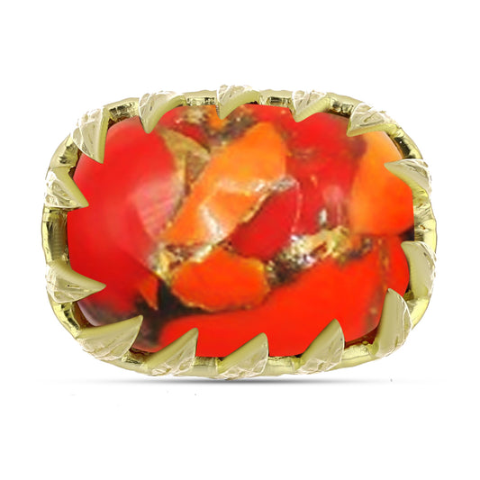 Goldplattierter Silberring mit Mohave-Türkis