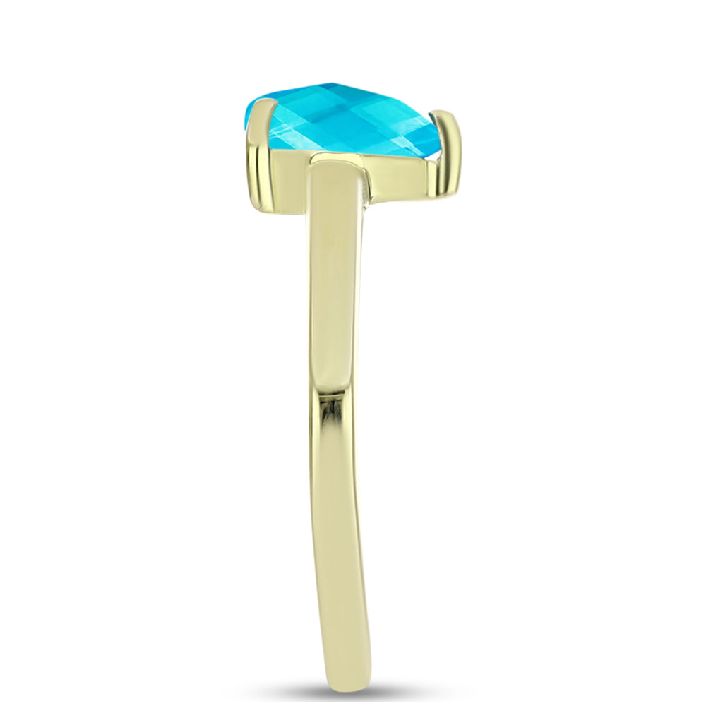 Goldplattierter Silberring mit blauem Jade