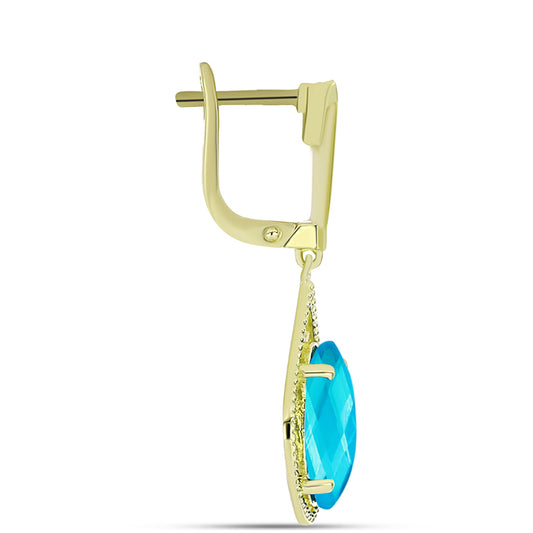 Goldplattierte Silberohrringe mit blauem Jade