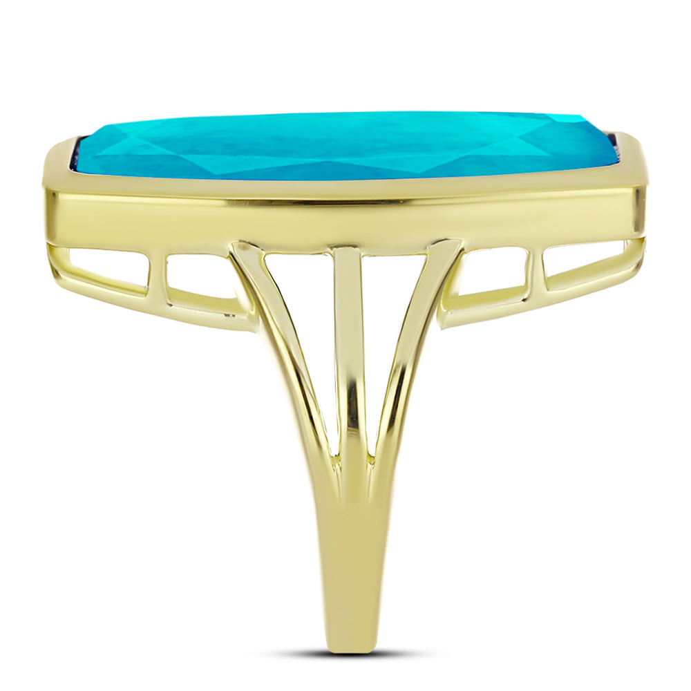Goldplattierter Silberring mit blauem Jade