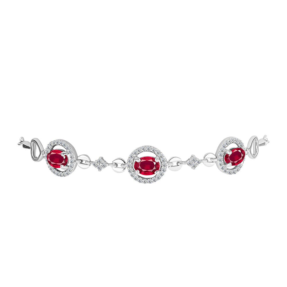 Silberarmband mit Rubin aus Madagaskar und weißem Topas