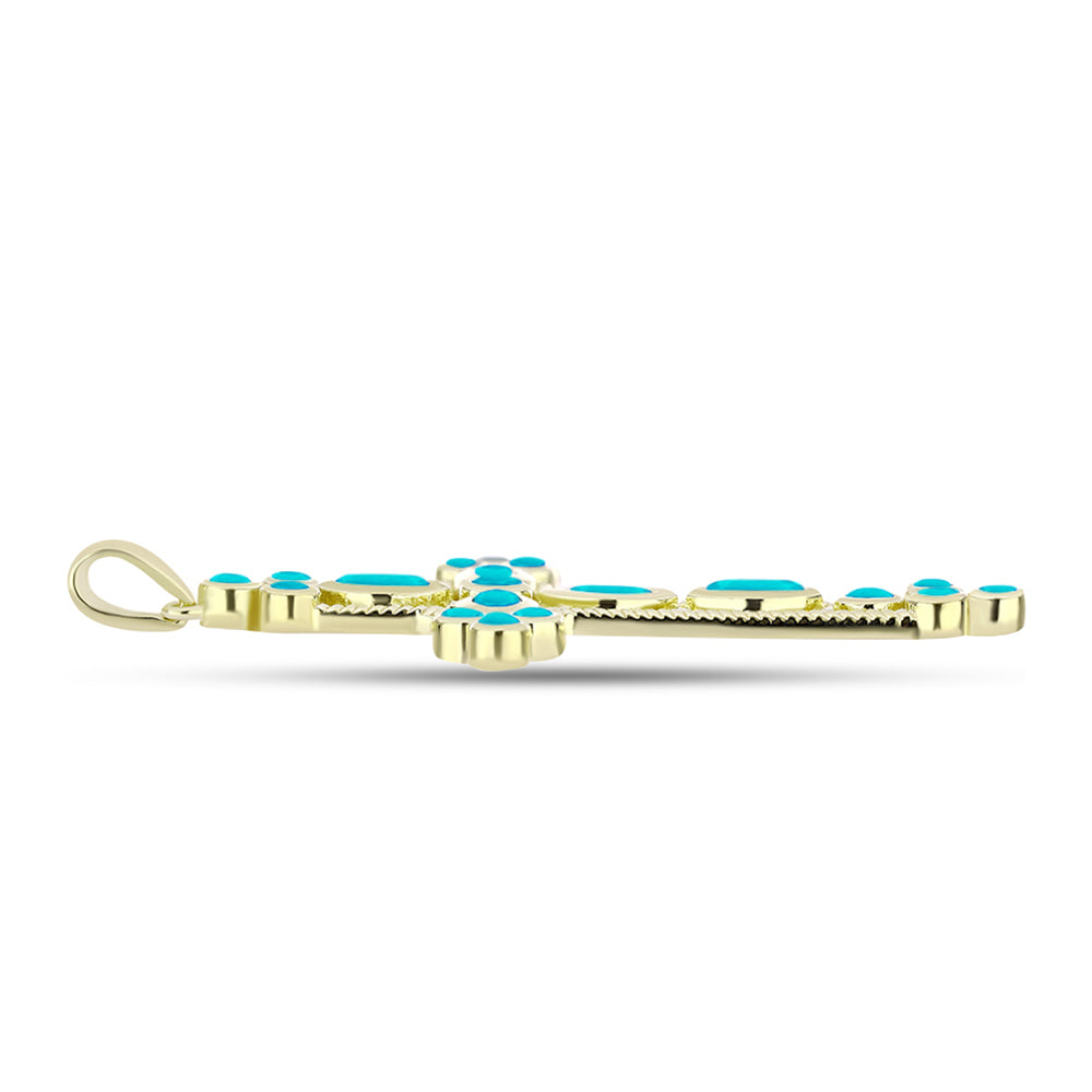 Goldplattierter Silberanhänger mit blauem Jade